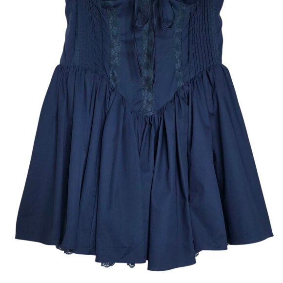 House of CB Pietra French Navy Blue Corset Sweetheart Lace Trim Mini Dress XL - Picture 6 of 11